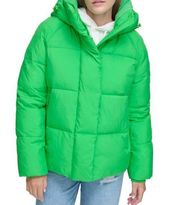 NWT LEVI'S Hooded Puffer Jacket In Bright Green