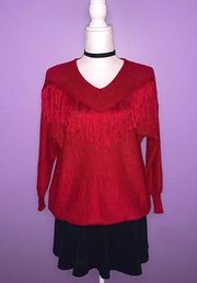 Red Fringe Sweater