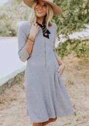 NWT  The Cypress Dress Light Steel Blue Light Gray Long Sleeve Mini Zip XS