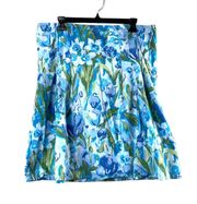 Blue and Green Floral  Pleated Skirt 14