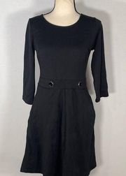 New York & Co Black Fit & Flare Pleated Dress Women's Size XS