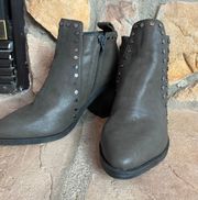 Size 6, women's dark grey leather booties, zipper