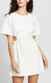 White Cut Out Side Drawstring Tee Dress