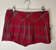 NWT Bajee Collection by Becool Women Small Plaid Red Mini Skort Pleated Preppy