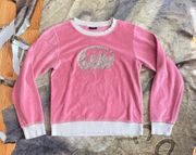 Lee  Pink Velour Pullover With Glitter Print Logo