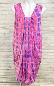 Collection Tie Dye Dress Womens Size 2 PInk Shift Silk Cotton Blend