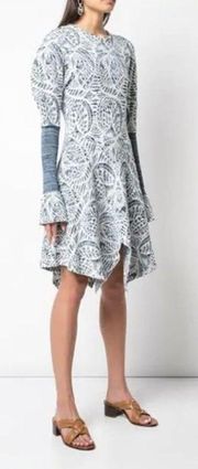 Chloe Puff Sleeve Ceramique Jacquard Knit Dress