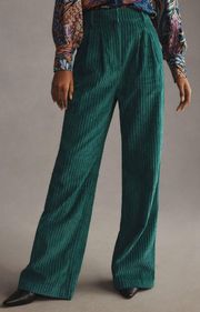 Corduroy High-Waist Wide-Leg Pants, Size S