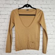 Scoop Neck Sweater France Small Camel Tan