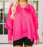 Hot Pink Oversized Sweatshirt Pullover Size Medium