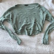 EXPRESS distressed cropped knit sweater