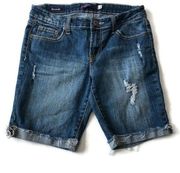 Vigoss Womens Burmuda Mid Rise Distressed Denim Jean Shorts Juniors Size 5