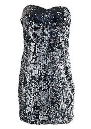 Frederick’s of Hollywood XS Sequin Strapless Dress Black & Silver