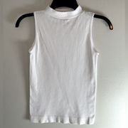 White Mock Neck Sleeveless Ribbed Top Size OSFM