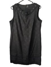 Nicole by Nicole Miller Dress Size 14 Large Black Beaded Sleeveless Polyester