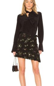 NWT A.L.C Avalon Metallic Printed Mini Skirt 6 Black