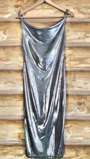 Rare London Urban Outfitters backless metallic formal dress size M