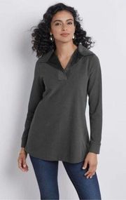 Soft Surroundings Opari Tunic Sweatshirt Women Size XS Charcoal and Black Color