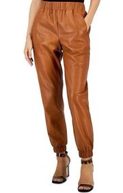 INC Cinnamon Brown Faux Leather Joggers XL