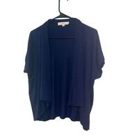 Ann Taylor LOFT wool blend short sleeve lightweight open navy cardigan sz M A9