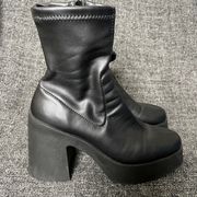 ASOS  Elsie High Heeled Sock Boot Black Platform Block Heel Zip Women’s Size 10