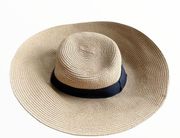 Nordstrom Sun Hat Floppy Straw Woven Round Black Lace OS