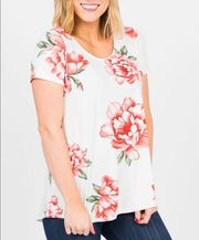 NWT Agnes & Dora Floral Everyday Tee | Ivory Floral