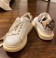 Steve Madden Platform Lace Up Sneakers Snakeskin Detail