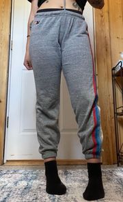 Grey Sweat Pants With Stripes