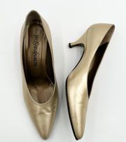 Yves Saint Laurent Gold Metallic Leather Pumps