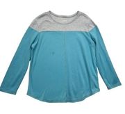 Blair Long Sleeve T-shirt Top Size XL blue gray color-block tee