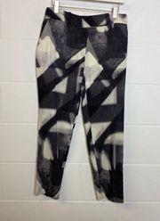 Black White Gray Geometric Silk Wool Slim Ankle Pants Size 4