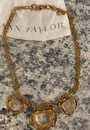 NWOT Ann Taylor Natural Quartz Gold Statement Necklace