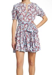 Poupette St Barth Lace-Trimmed Belted Floral Belted Wrap Dress size S