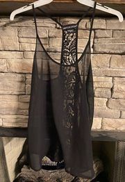 American Dream Sheer Tank with Lace racerback style