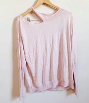 Melrose & Market Pink Cut Out Shoulder Knit Top women's size medium