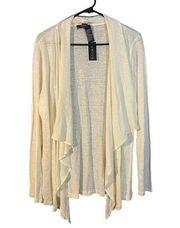 Verve Ami White 100% Linen Waterfall Draped Opened Front Cardigan Women Sz XL