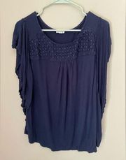 Westport Navy Blue Sleeveless Flutter Sleeve Blouse Size 1X