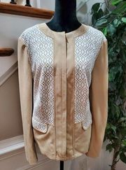 Bloomingdale's Basler Women's Tan Polyester Long Sleeve Casual Jacket Blazer