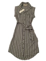 Bishop + Young striped button front dress Mist size S