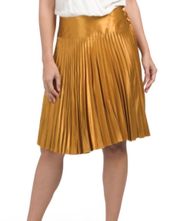 Gold Shimmery Holiday Party Pleated Midi Skirt NWT