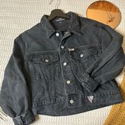 VINTAGE WOMENS GUESS JEANS BLACK DENIM JACKET SM