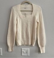 Sweater Square Neck XS Antique Cream Pullover Coziest Yarn