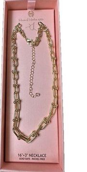 House Of Harlow 1960 Graduated U-Link Gold Filled Plated Chain Necklace 16-19 In