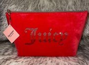 NWT Juicy Couture Velour Red Travel Cosmetic Makeup Bag