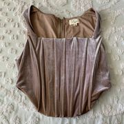 Women’s Small  Pink Velvet Structured Corset Crop Top