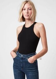 All Saints black ribbed bodysuit NWT size 10 h