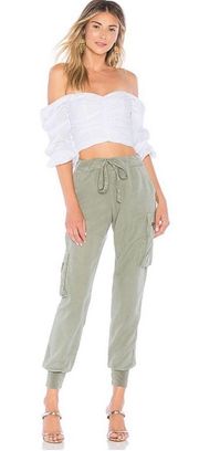 Young Fabulous & Broke Light Turquoise Blue Pull On Tencel Cargo Jogger Pants