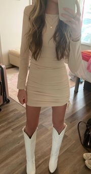 beige mini dress