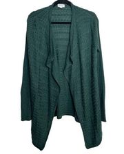 Market & Spruce Green Waterfall Open Front Cardigan with cashmere silk Size Med